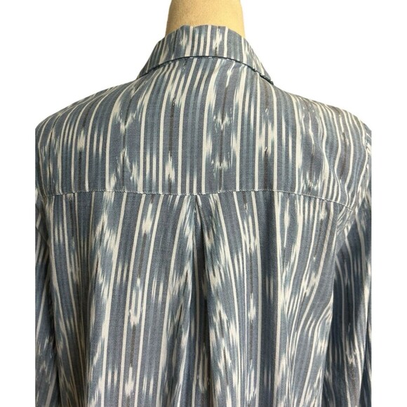 Pure Jill Ikat Button Down Roll-Tab Pockets Collard Shirt Cotton Tunic Dress  M - Picture 9 of 11